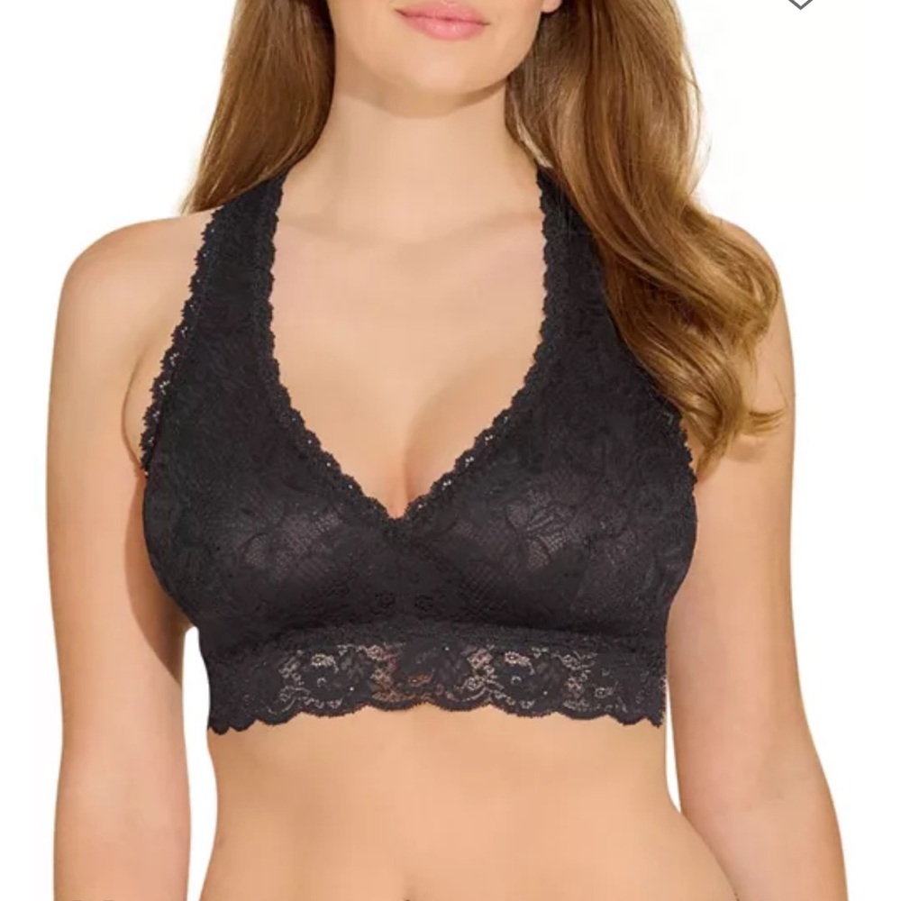 Cosabella Curvy racer back Lace Halter Bralette - Black Racie soft cup Italy
